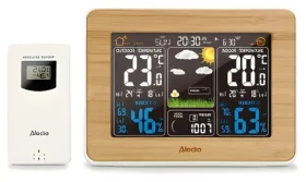 Alecto WS-1560 bambus / Meteostanica / bezdrôtové vonkajšie čidlo / dosah 100 m / displej 5,7" (WS-1560)