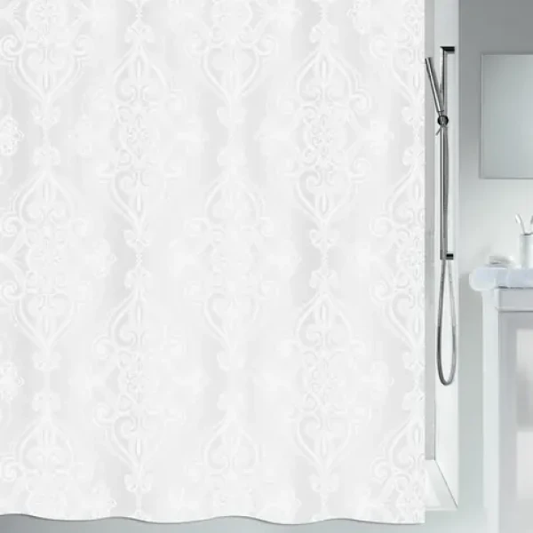 SPIRELLA Sprchový záves RIVOLI biela / 180 x 200 cm / vzorovaný / polyester