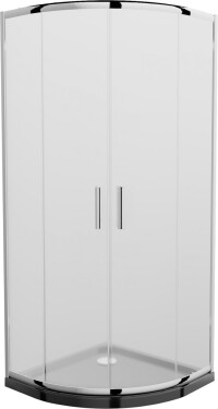MEXEN/S - Rio štvrťkruhový sprchovací kút 80 x 80, mráz, chróm + vanička so sifónom Flat, čierny 863-080-080-01-30-4170