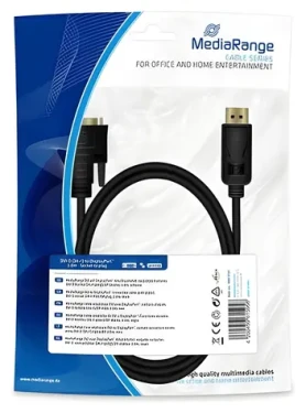 MediaRange čierna / Kábel / DisplayPort na DVI-D (24+1) / 2 m / pozlátené konektory (MRCS131)