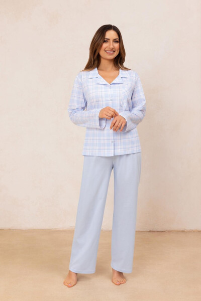 Pyžamo Regina 727 long/r S-XL Z25/26 dámske nezapínané modrá XL