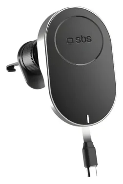 SBS Držiak do auta s MagSafe čierna / Držiak do auta / do mriežky / MagSafe / 15W bezdrôtové nabíjanie (TESUPP15WRETRACABL)