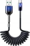Joyroom S-A43 Crystal-Clear Series Nabíjací špirálový kábel USB-A(M) - USB-C(M) 3A 1.5m čierna (6956116728359)
