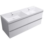 CERANO - Kúpeľňová skrinka Velora - biela matná, úchytka chróm - keramické dvojumývadlo Viano - 121,5x67,5x46,5 CER-381640