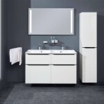 Mereo Mailo, kúpeľňová skrinka s keramickým umývadlom 121 cm, dub Riviera, čierne madlo CN523B