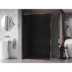 MEXEN/S - Kyoto-XF Sprchová zástena WALK-IN s rámom 80 x 202, grafit 10 mm, ružové zlato 800-080-104-60-40-X