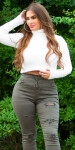 Curvy Girls! Sexy Slim Fit Fashion Jeans KHAKI