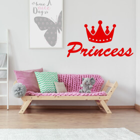 Veselá Stena Samolepka Princess Farba: červená, Veľkosť: 80 x 45 cm