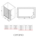 CERANO - Sprchové krídlové dvere Antelo s pevnou časťou L/P - 6 mm - chróm, transparentné sklo - 160(100+60)x190 CER-440138