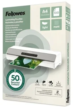 Fellowes Laminovacia fólia A4 matná / Laminovacia fólia / 100 ks / recyklovaná (100143435)