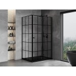 MEXEN/S - Mist-F sprchovací kút skladacie dvere pravá 85 x 110, čierna kratka, čierna 8A6T-085-110-70-77-P