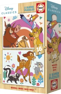 Educa Drevené puzzle Leví kráľ a Bambi