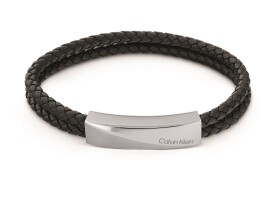 Calvin Klein Dvojitý kožený náramok s oceľovou ozdobou Braided 35000097