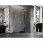 MEXEN/S - Lunar T sprchovací kút dvere krídlové pravá 90 x 80, transparent, zlato 834T-090-080-50-00-P