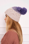 Dámska zateplená čiapka Alice K248 Beige with purple - Oliwier UNI béžovo/fialová