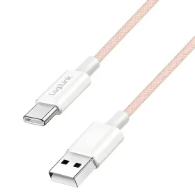 LogiLink USB-A - USB-C ružová / Nylonový kábel / USB 2.0 / 60 W / 1 m (CU0324)