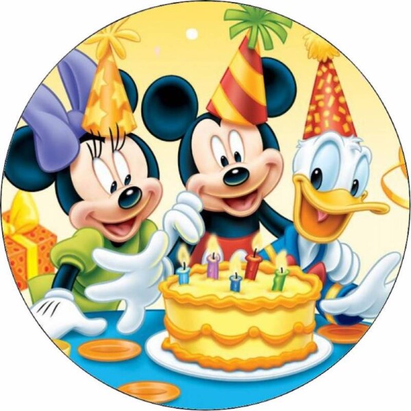 Jedlý papier Mickey, Minnie a kačera Duck oslava narodenín 19,5 cm - Pictu Hap - Pictu Hap