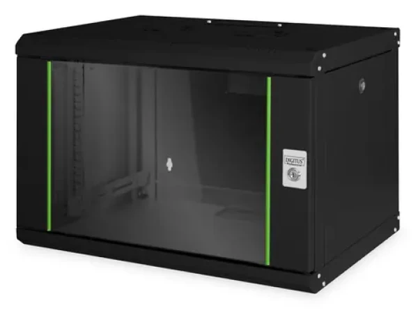 Digitus Unique čierna / Nástenný rack / 7U / 420x600x450 mm / sklenené dvere / IP20 (DN-19 07-U-SW)
