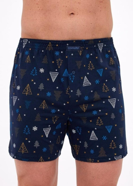 Pánske boxerky 016/23 Night 3 Christmas Dark Blue Pattern - Cornette L tmavě modrá-potisk
