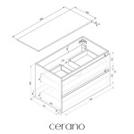 CERANO - Kúpeľňová skrinka Carole - čierna matná + doska pod umývadlo z lit. mramoru Elanys - 12 mm - biela matná - 80x49,2x46 CER-679345