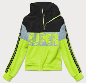 Čierno-zelená dámska športová mikina (26019) -J.Style XL černo-zelená