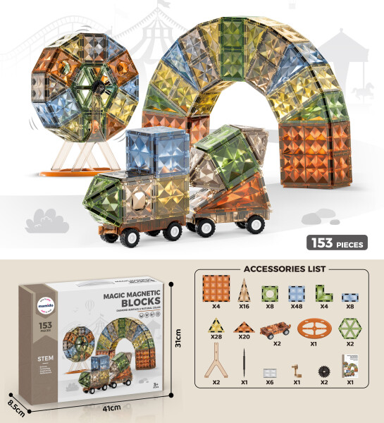 Mamido Mamido Magnetická stavebnica Magic Diamond Surface 153 dielov