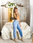 Sexy Highwaist Bi-Color Mom Jeans Used Look denimblue