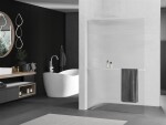 MEXEN/S - Kioto+ L Sprchová zástena WALK-IN s poličkou a držiakom uterákov 70 x 200, prúžky, biela 800-070-123-20-09