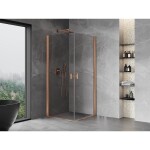 MEXEN/S - Mist-B Duo sprchovací kút dvere krídlové 85 x 85, transparent, meď kartáčovaná 8A2-085-085-65-00