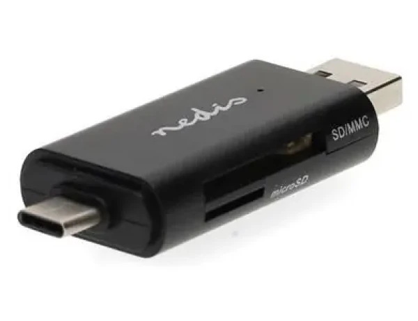 Nedis CRDRU2110BK Čierna / Čítačka kariet / Všetko v Jednom / USB-C / USB-A / USB 2.0 (CRDRU2110BK)