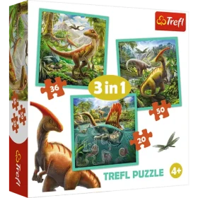 Trefl - Puzzle - Neobyčajný svet dinosaurov 3v1