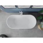 MEXEN/S - Luna voľne stojaca vaňa 140 x 75, biela/čierna, sifón a prepad biela 52031407575-20