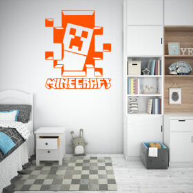 Veselá Stena Samolepka Minecraft hra Farba: oranžová, Veľkosť: 80 x 95 cm