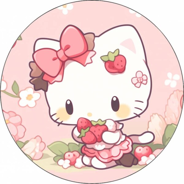 Jedlý papier Hello Kitty s jahodami 19,5 cm - Pictu Hap - Pictu Hap