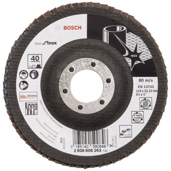 Bosch Accessories 2608608263 X581 vejárovitý brúsny kotúč Priemer 115 mm Ø otvoru 22.33 mm nerezová ocel 1 ks; 2608608263