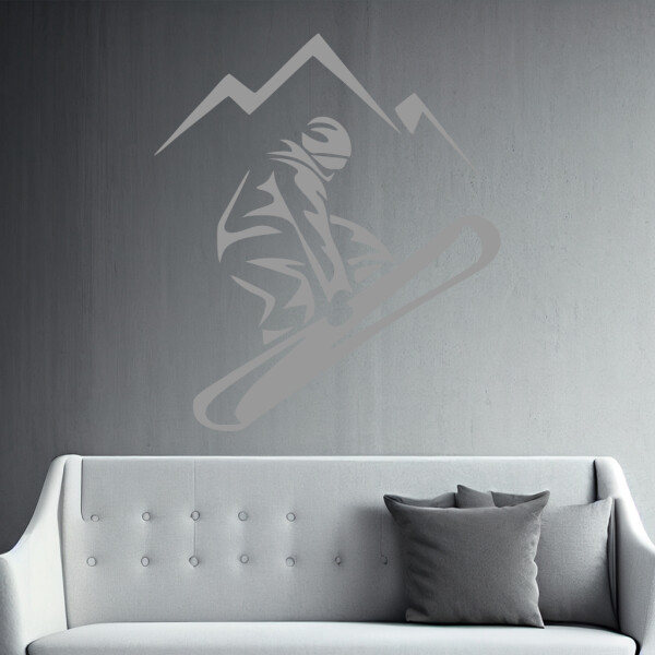 Veselá Stena Samolepka Snowboardista Farba: šedá, Veľkosť: 80 x 92 cm