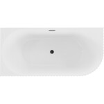 MEXEN/S - Gia voľne stojaca rohová vaňa reliéf pravá 170 x 80, biela lesk, sifón a prepad čierna 52701708000P-70