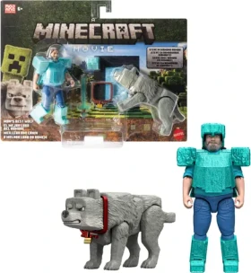 Mattel Minecraft filmové figúrky Steve a vlk JFR71