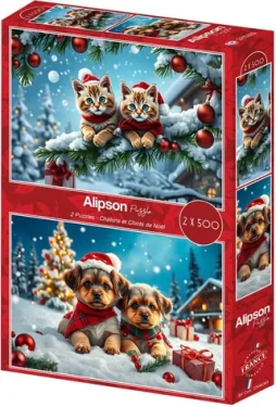ALIPSON Puzzle Vianočné mačiatka a šteniatka
