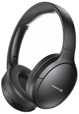 Swissten PURE čierna / Bluetooth slúchadlá / ANC / BT 5.3 / 3.5mm jack / USB-C (54400221)