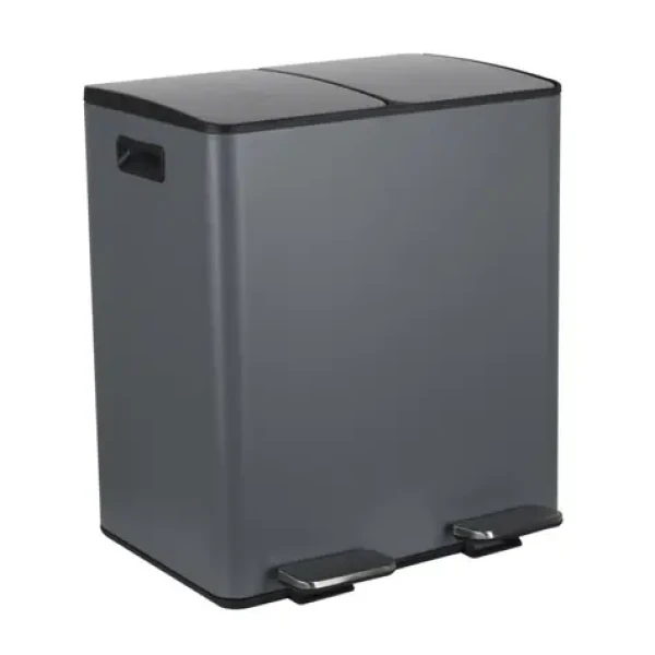 Spirella ALIYA pedálový odpadkový kôš na triedený odpad 2 x 20 L matná šedá / oceľ (7610583294807)