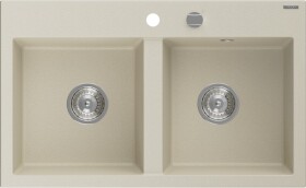 MEXEN MEXEN - Hektor granitový drez 2-bowl 800 x 480 mm, béžová, sifón chróm 6521802000-69