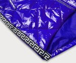 Lehká lesklá dámská bunda v chrpové barvě s lemovkami (LD7258BIG) Barva: odcienie niebieskiego, Velikost: 52