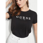 GUESS tričko 1981 Rolled Cuff Logo Tee čierne Čierna