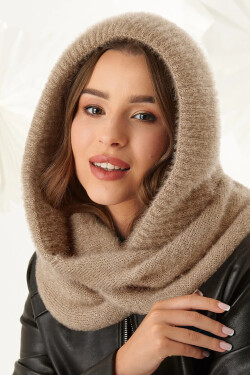 Dámska šatka s kapucňou 48-495 béžová - AJS UNI