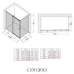 CERANO - Sprchovací kút Santoro - ľavá - 6 mm - chróm, mliečne sklo - 140x100 - posuvný CER-665728