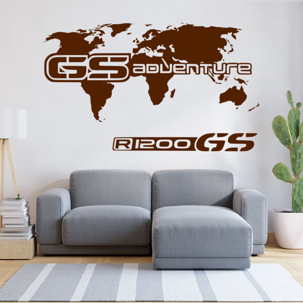 Veselá Stena Samolepka GS Adventure Mapa Farba: hnědá, Veľkosť: 60 x 35 cm