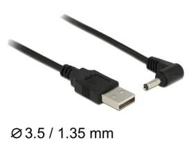 DeLock / Napájací kábel / USB-A - DC 3,5 x 1,35 mm / Samec, uhol 90 ° / 1,5 m (83577)