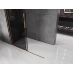 MEXEN/S - Velar Sprchová zástena posuvná Walk-in 150 x 200, grafit 8 mm, ružové zlato 871-150-000-43-60