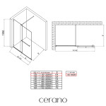 CERANO - Sprchová zástena Walk-in Medin Ľ/P - 8 mm - čierna matná, grafitové sklo - 120x195 - dvojdielna posuvná CER-478042